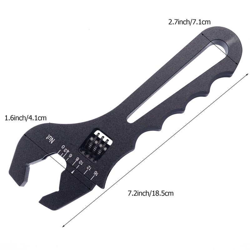 SYKRSS An Fitting Wrench 3AN-16AN Adjustable Wrench Aluminum Lightweight Spanner Tools for An Hose Fitting Adapter End, Black - Image 3